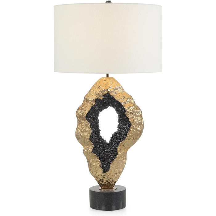 John Richard Hammered Gold and Black Geode Table Lamp