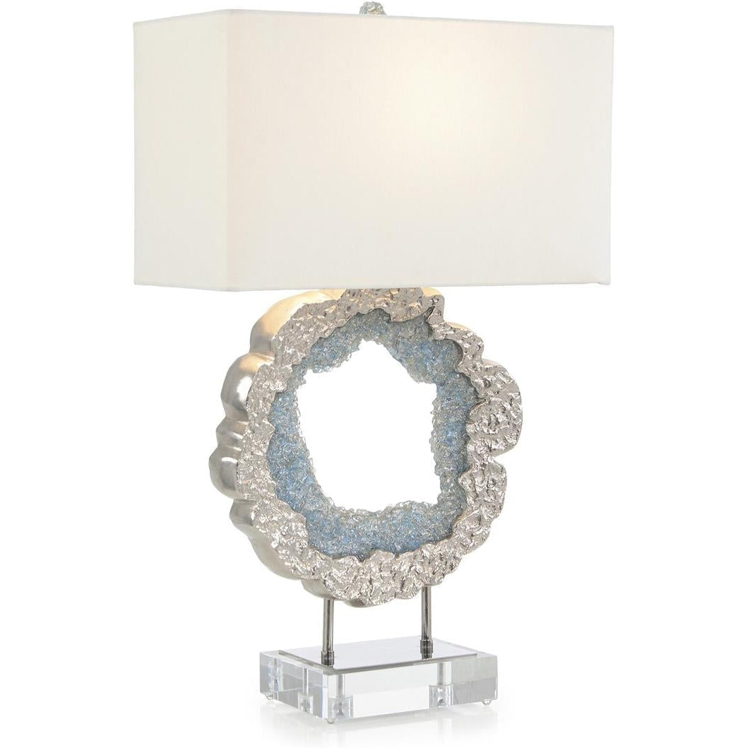John Richard Hammered Nickel and Sea Blue Geode Table Lamp