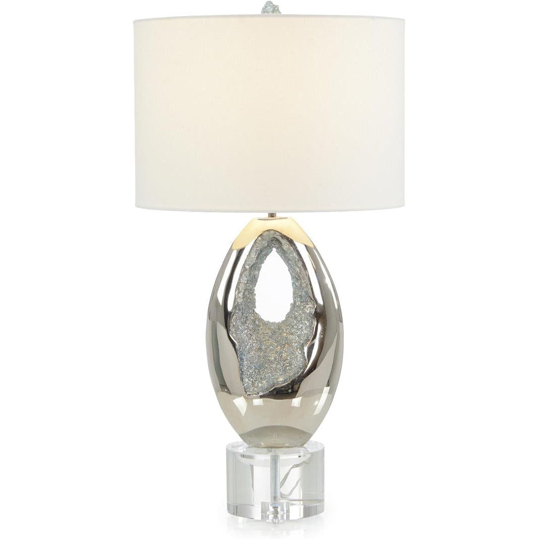 John Richard Polished Nickel and Sea Blue Geode Table Lamp