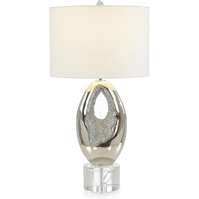 John Richard Polished Nickel and Sea Blue Geode Table Lamp
