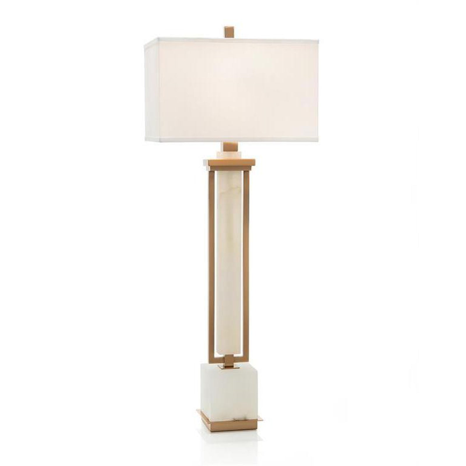John Richard Coffee Bronze and White Alabaster Buffet Lamp