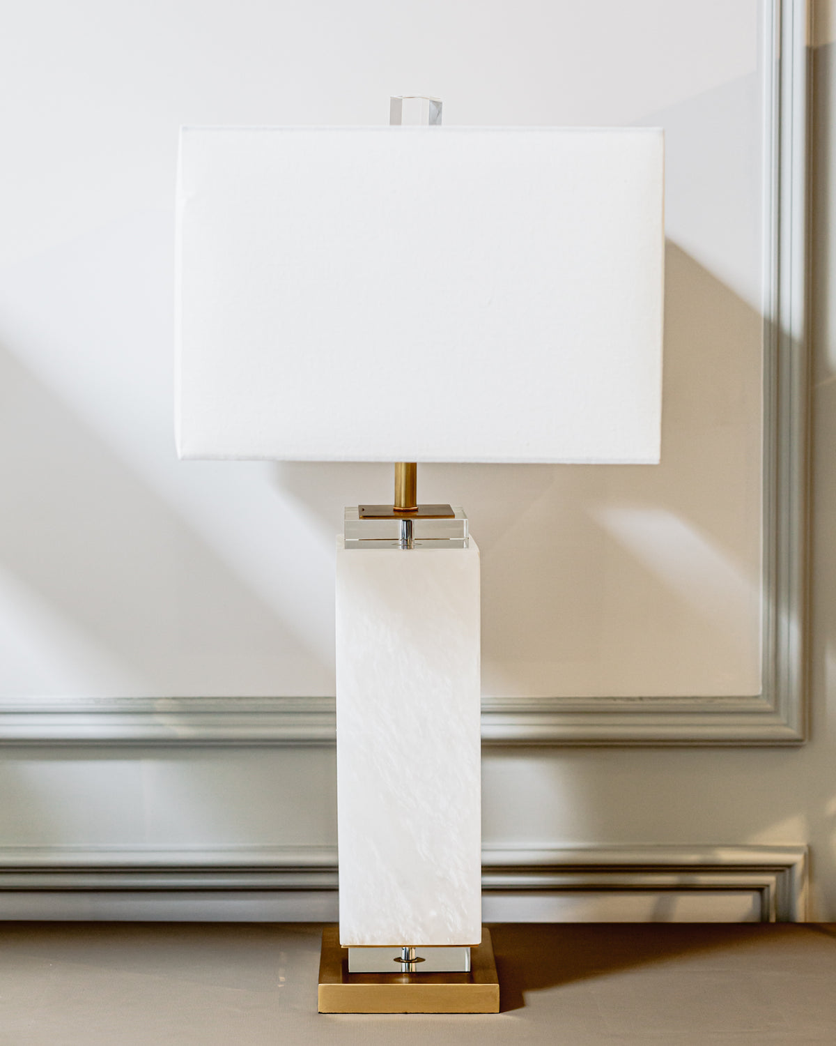 John Richard White Alabaster Column Table Lamp Floor Sample — Grayson ...