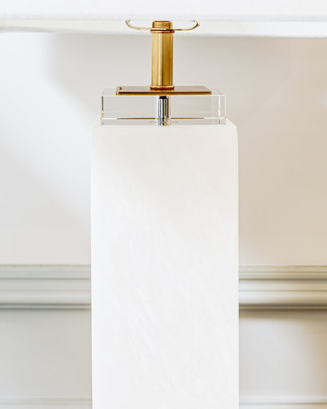 John Richard White Alabaster Column Table Lamp Floor Sample