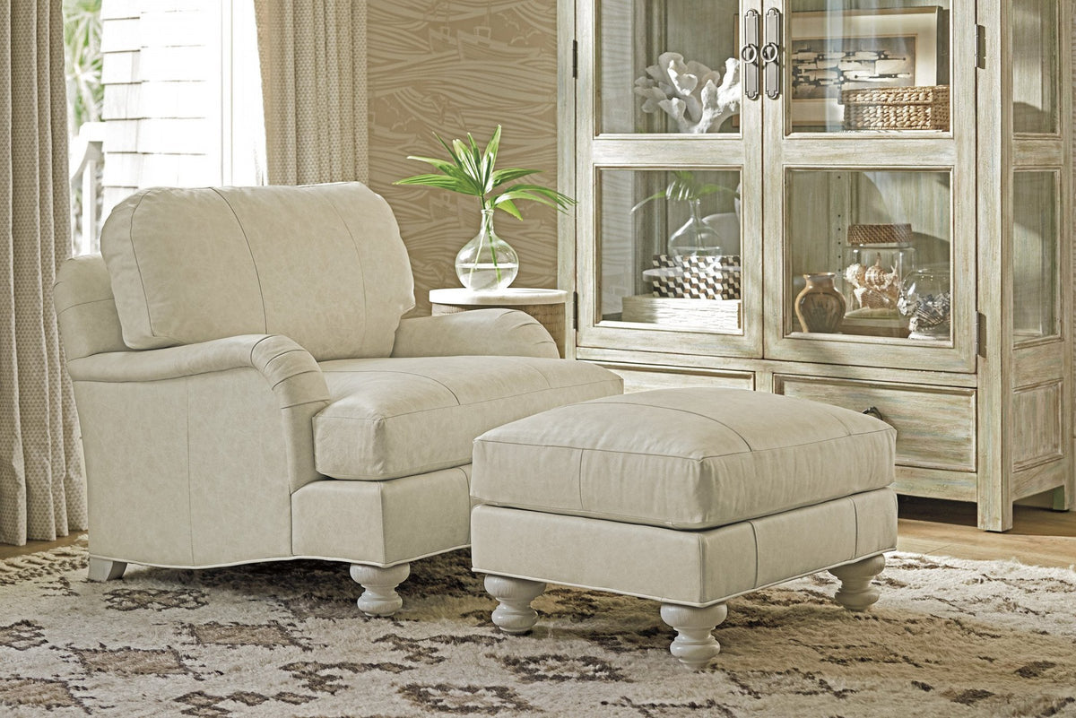 Tommy Bahama Home Ocean Breeze Gilmore Leather Ottoman