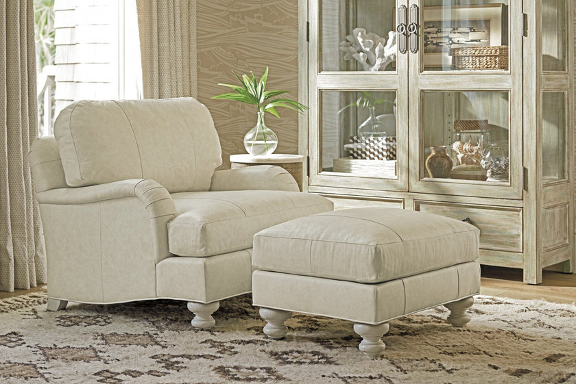 Tommy Bahama Home Ocean Breeze Gilmore Leather Ottoman