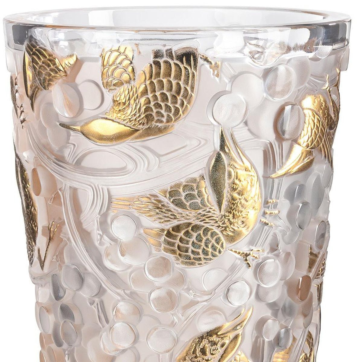 Lalique Merles Et Raisins Large Vase