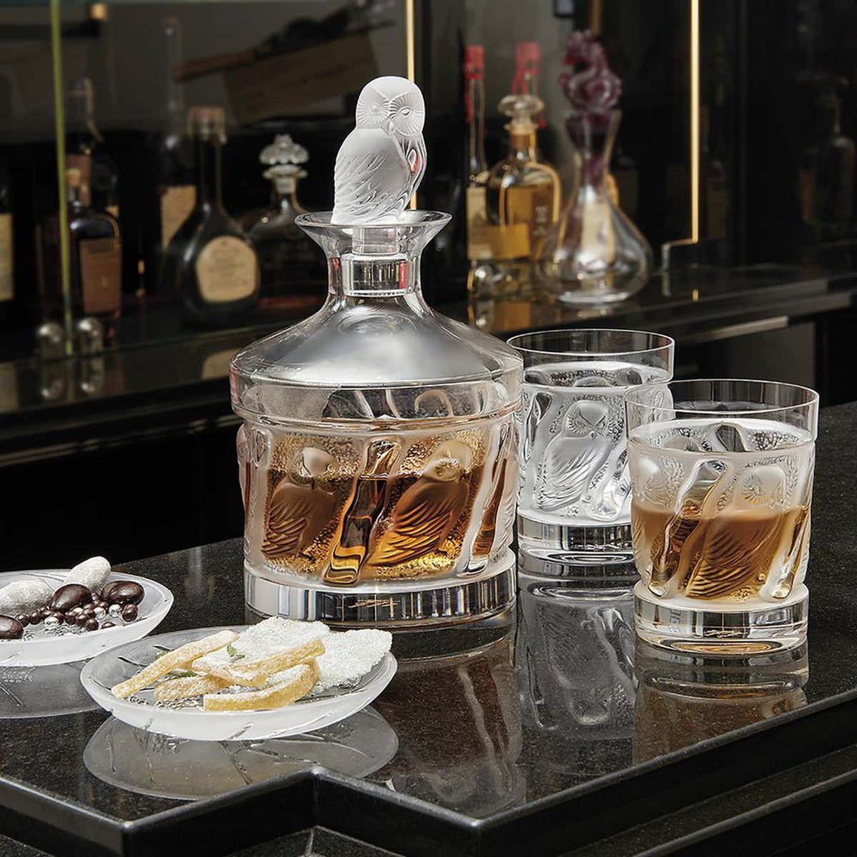 Lalique Owl Old Fashion Tumbler