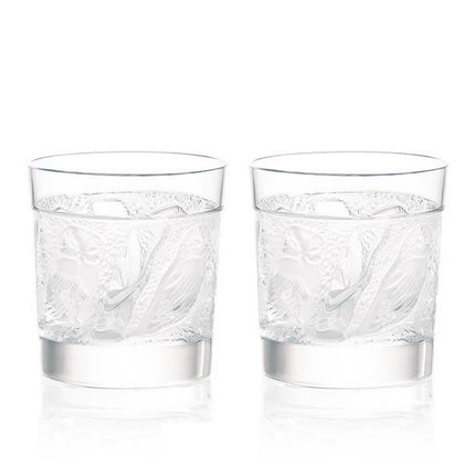 Lalique Owl Old Fashion Tumblers - Set of 2