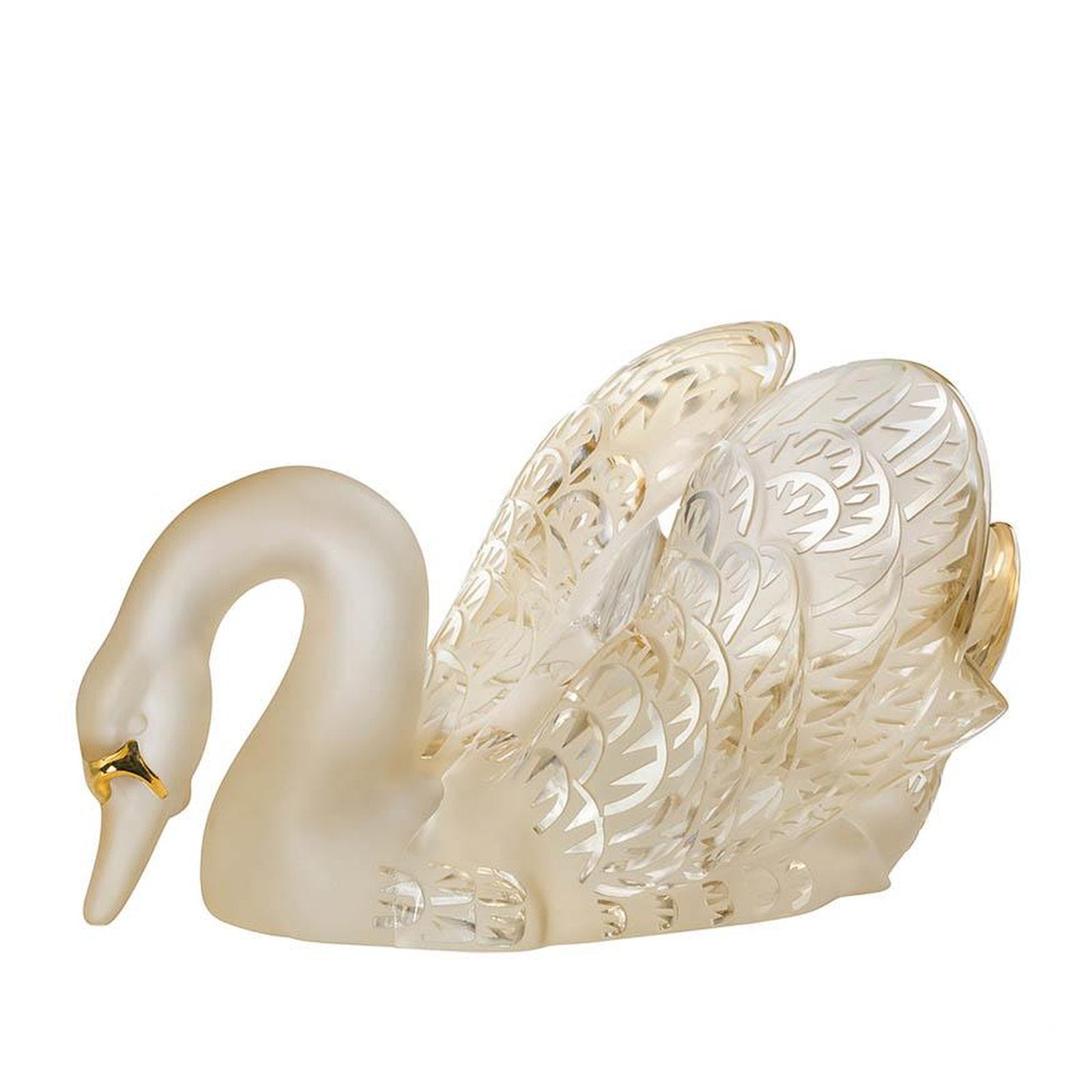 Lalique Swan Head Down Sculpture