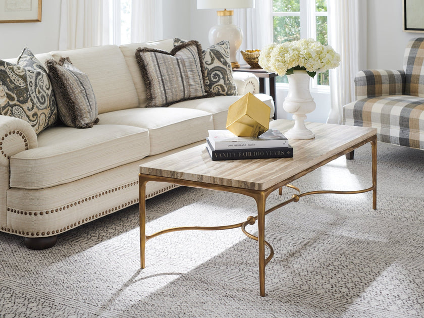 Lexington Silverado Menlo Park Rectangular Cocktail Table with Stone Top