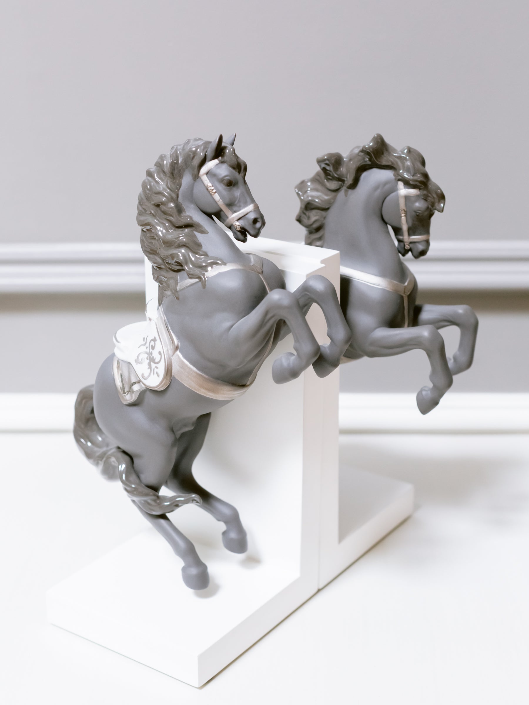 Lladro Horse Figurines on Pirouette and Courbette Set of 2 Floor Sample