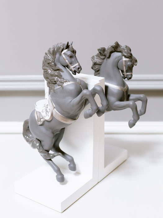 Lladro Horse Figurines on Pirouette and Courbette Set of 2 Floor Sample