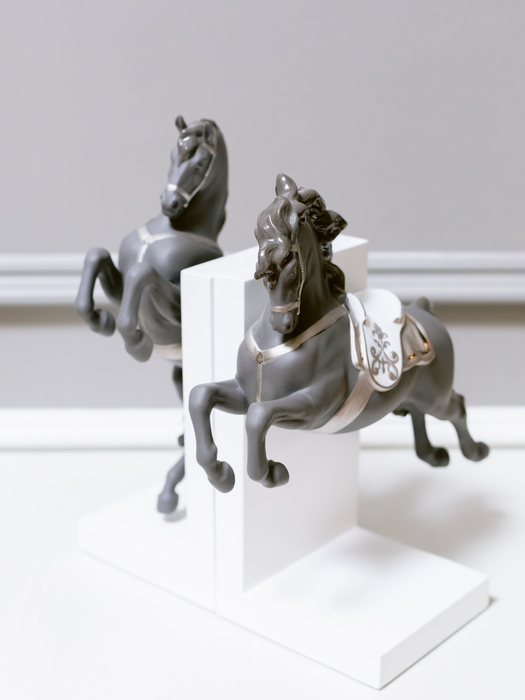 Lladro Horse Figurines on Pirouette and Courbette Set of 2 Floor Sample