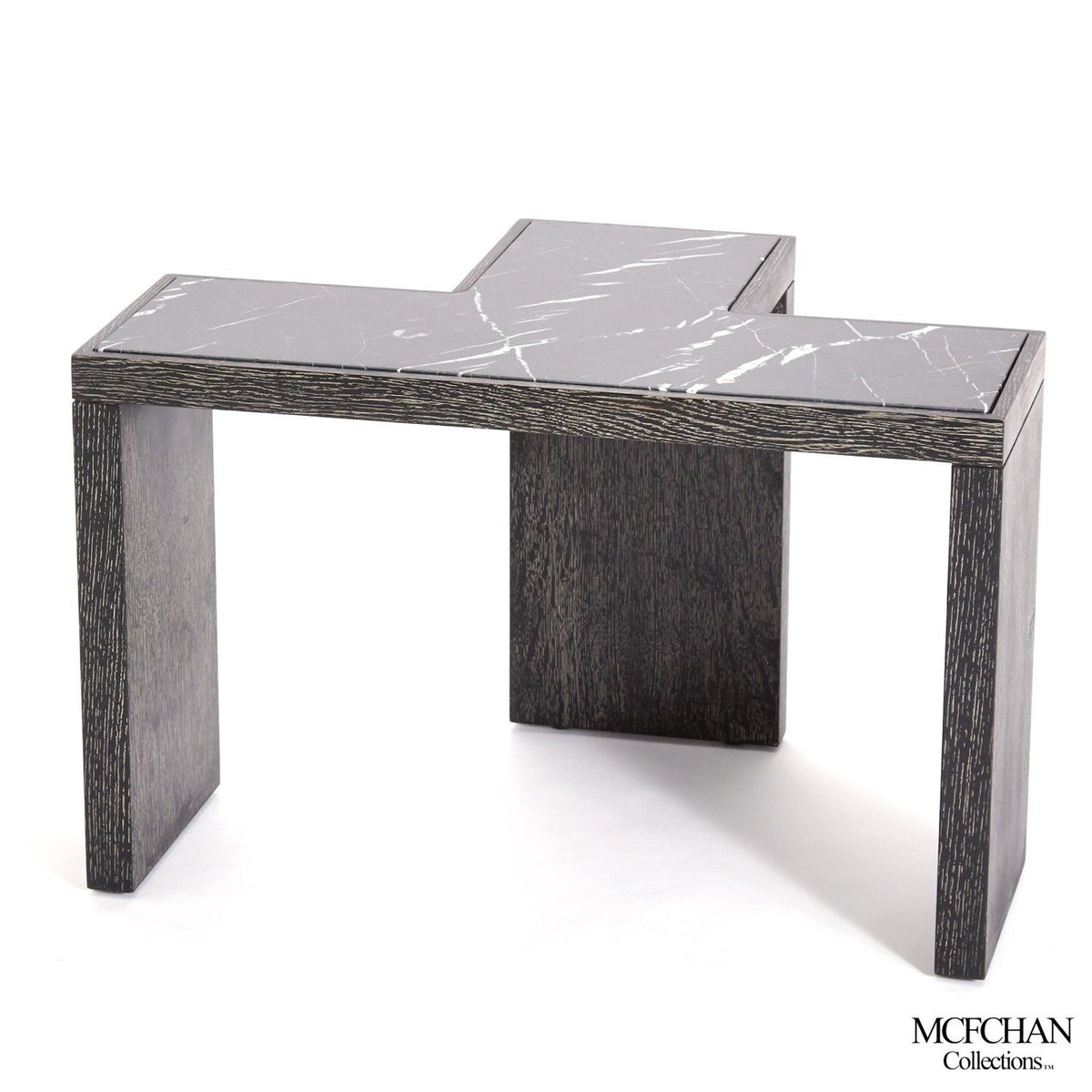 Global Views Black Cerused Oak T-Flex Table