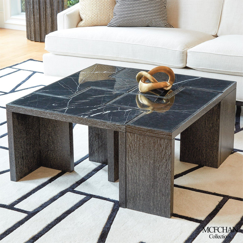 Global Views Black Cerused Oak T-Flex Table