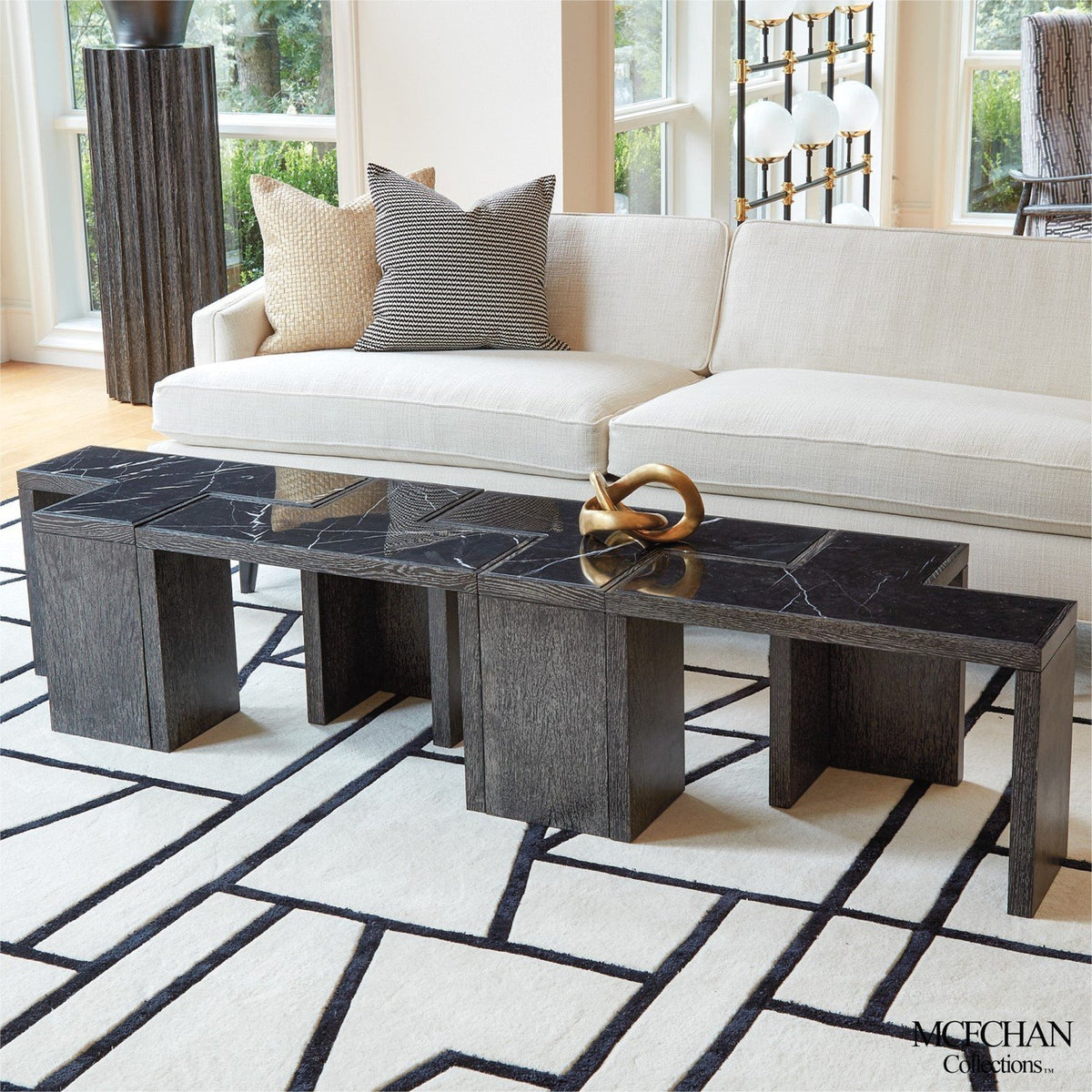 Global Views Black Cerused Oak T-Flex Table
