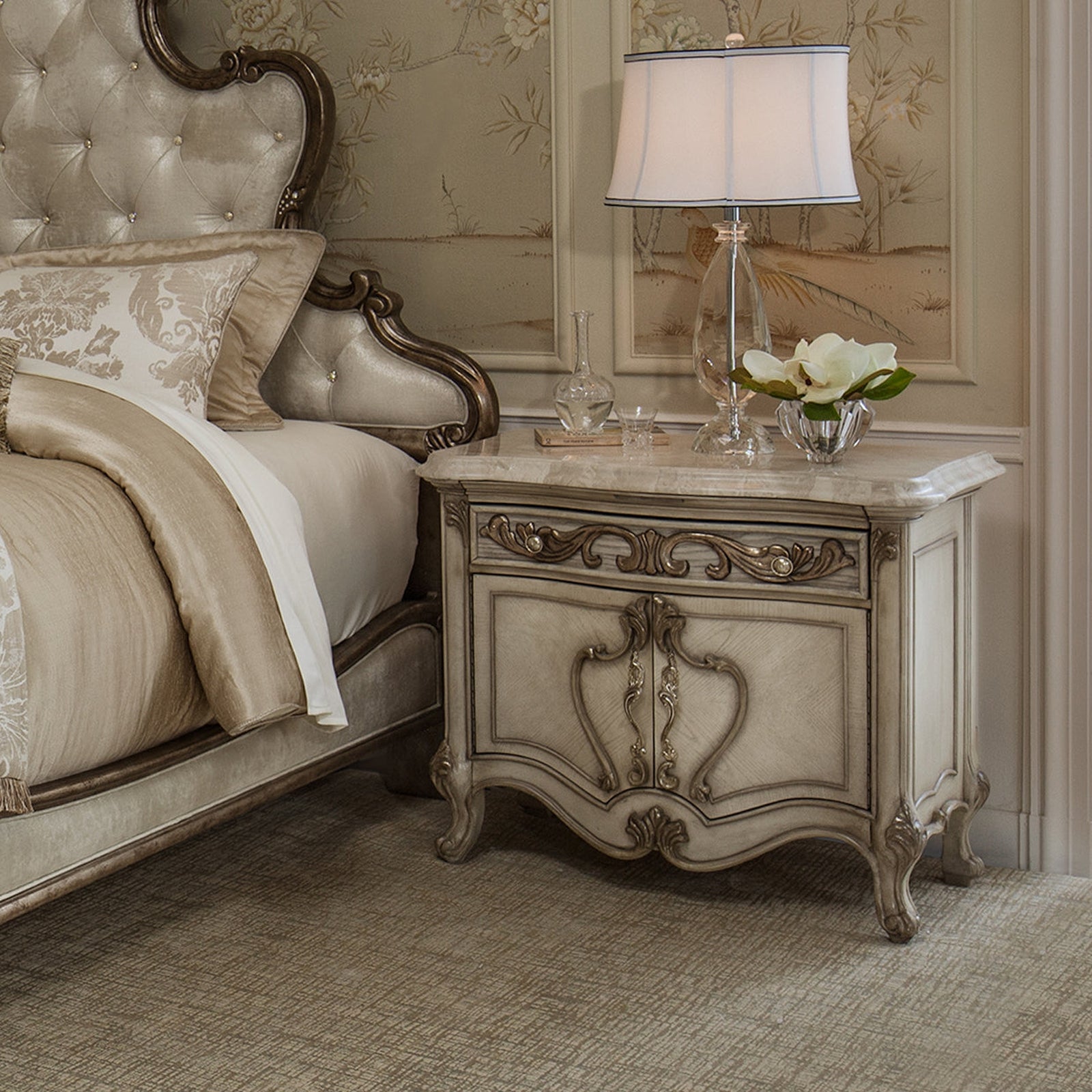 Michael Amini Platine De Royale Nightstand