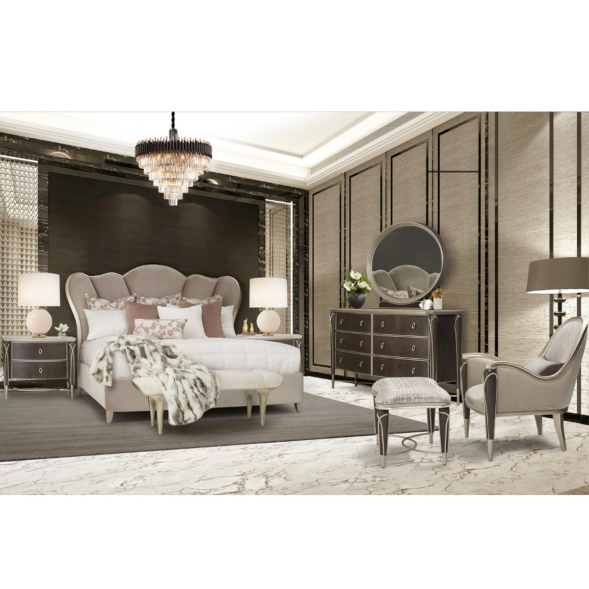 Michael Amini Villa Cherie Hazelnut Accent Chair