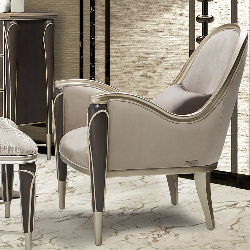 Michael Amini Villa Cherie Hazelnut Accent Chair