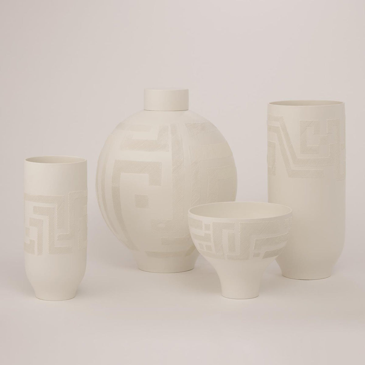 Global Views Matte White Chaco Lidded Jar