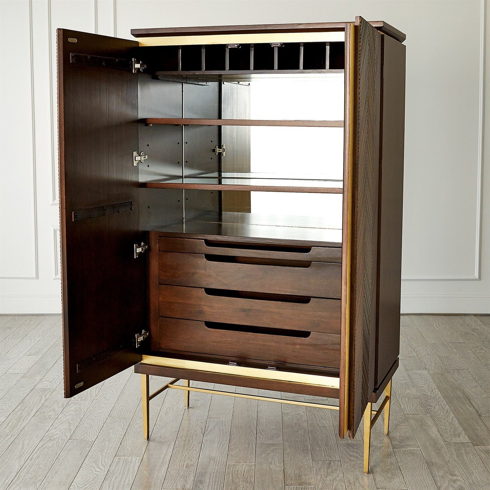 Global Views Latilla Tall Bar Cabinet