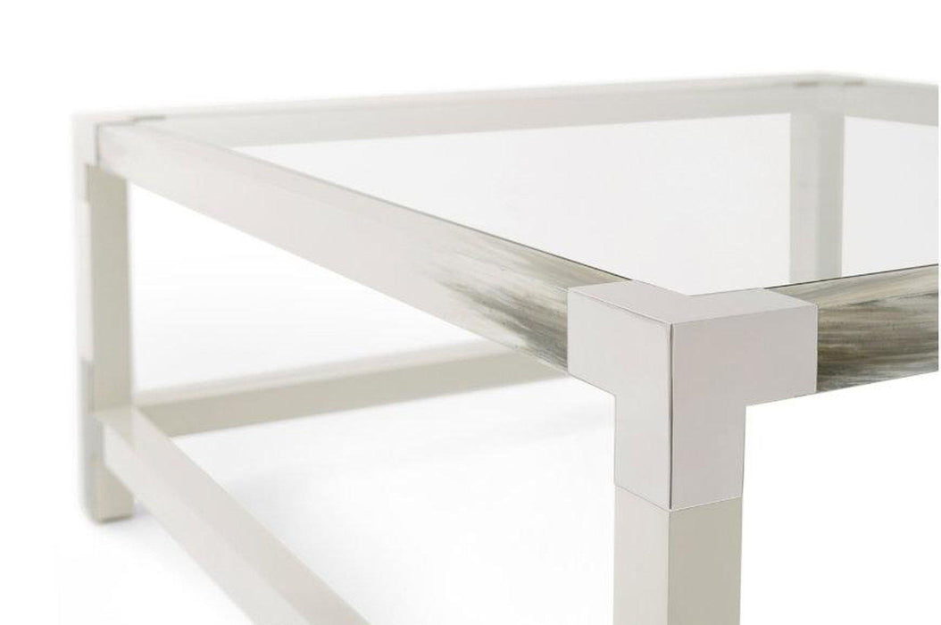Theodore Alexander Cutting Edge Squared Longhorn White Cocktail Table
