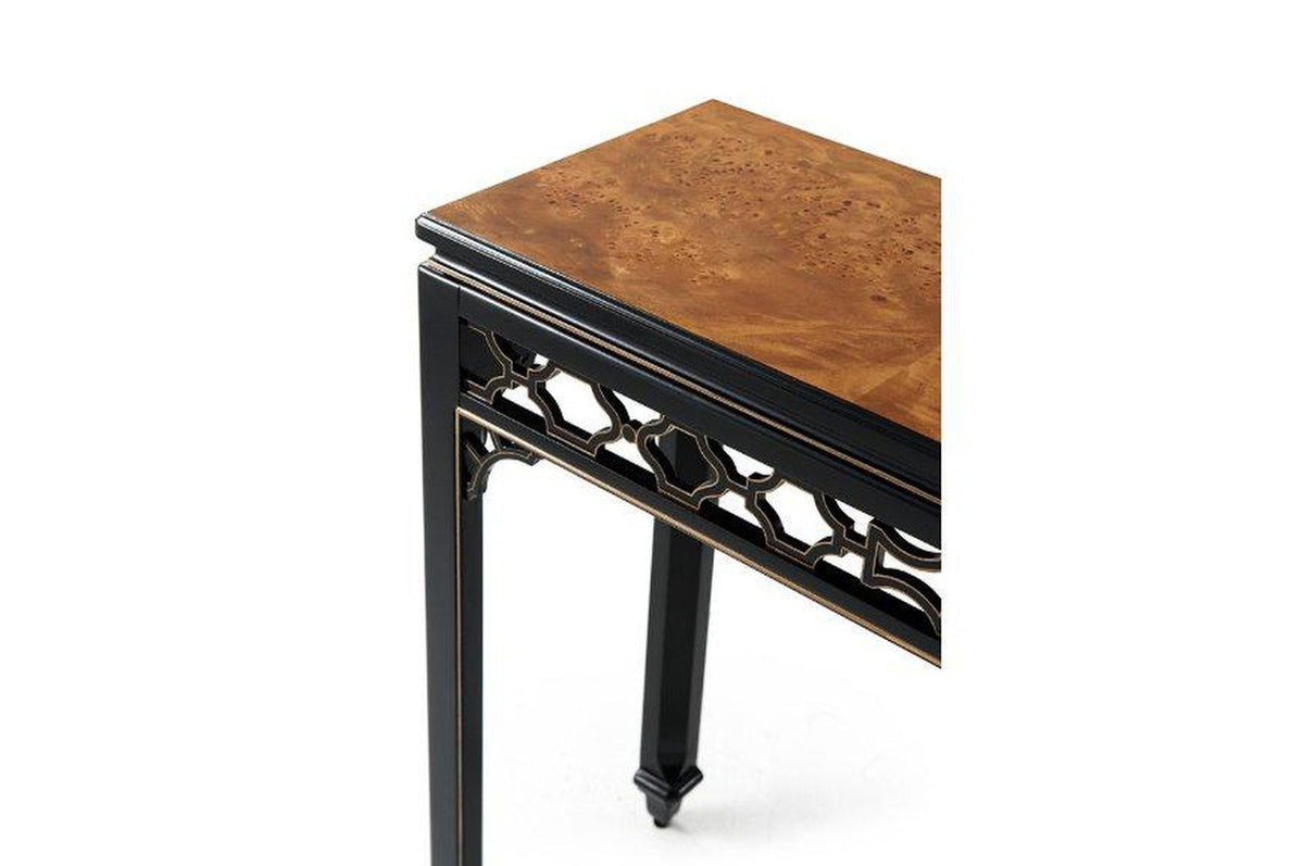 Theodore Alexander Long Hall Burl Console Table