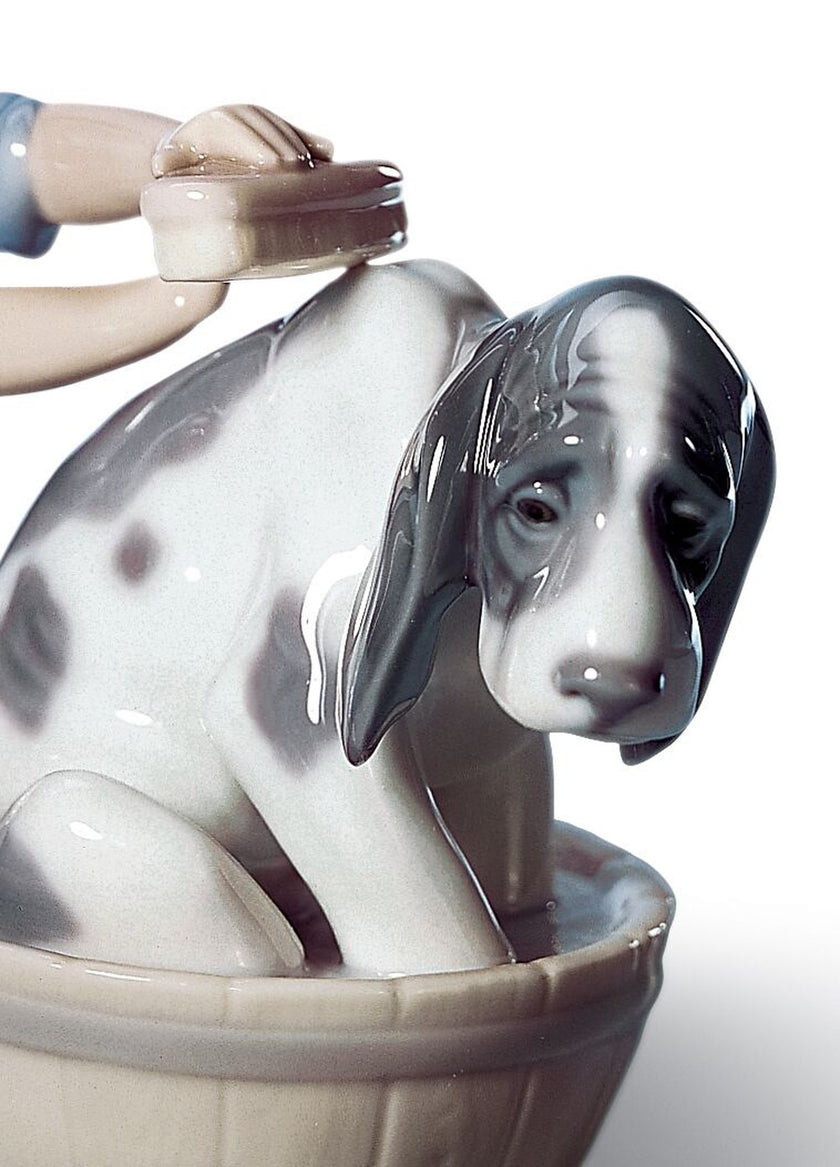 Lladro Bashful Bather Dog Figurine