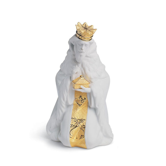 Lladro King Gaspar Nativity Figurine Golden Lustre