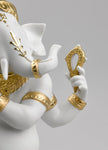 Lladro Bansuri Ganesha Figurine Golden Lustre