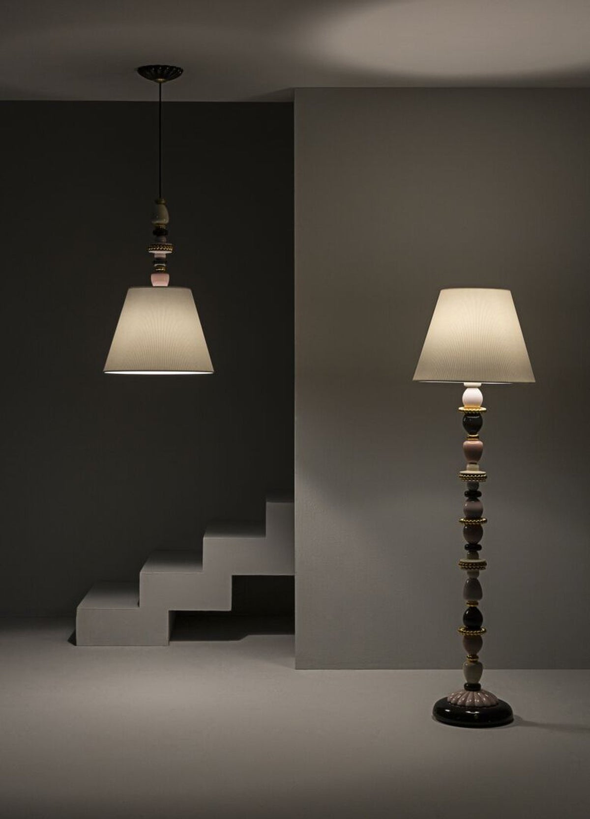 Lladro Firefly Ceiling Lamp Pink and Golden Luster (US)