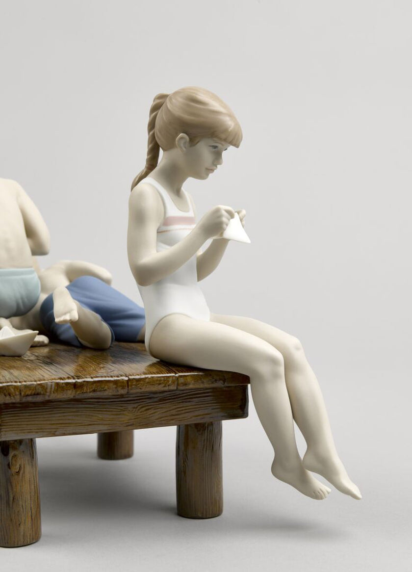 Lladro Paper Boats Children Figurine