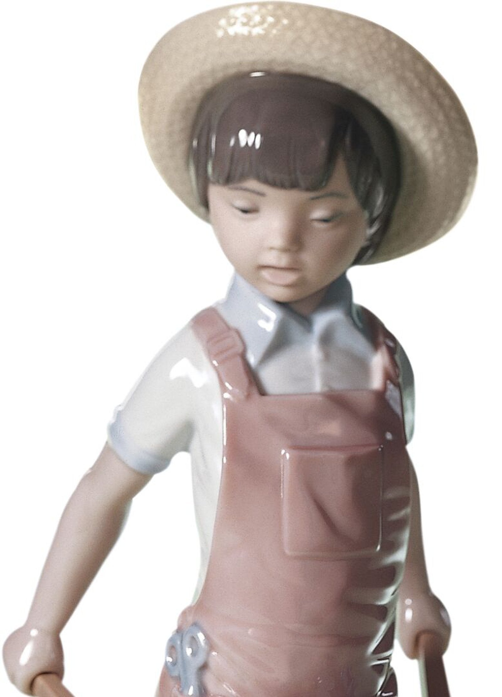 Lladro Wheelbarrow with Flowers Boy Figurine