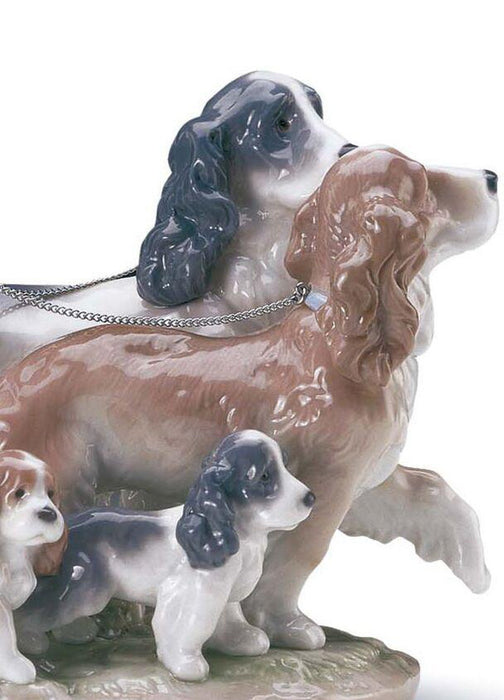 Lladro Puppy Parade Girl with Dogs Figurine