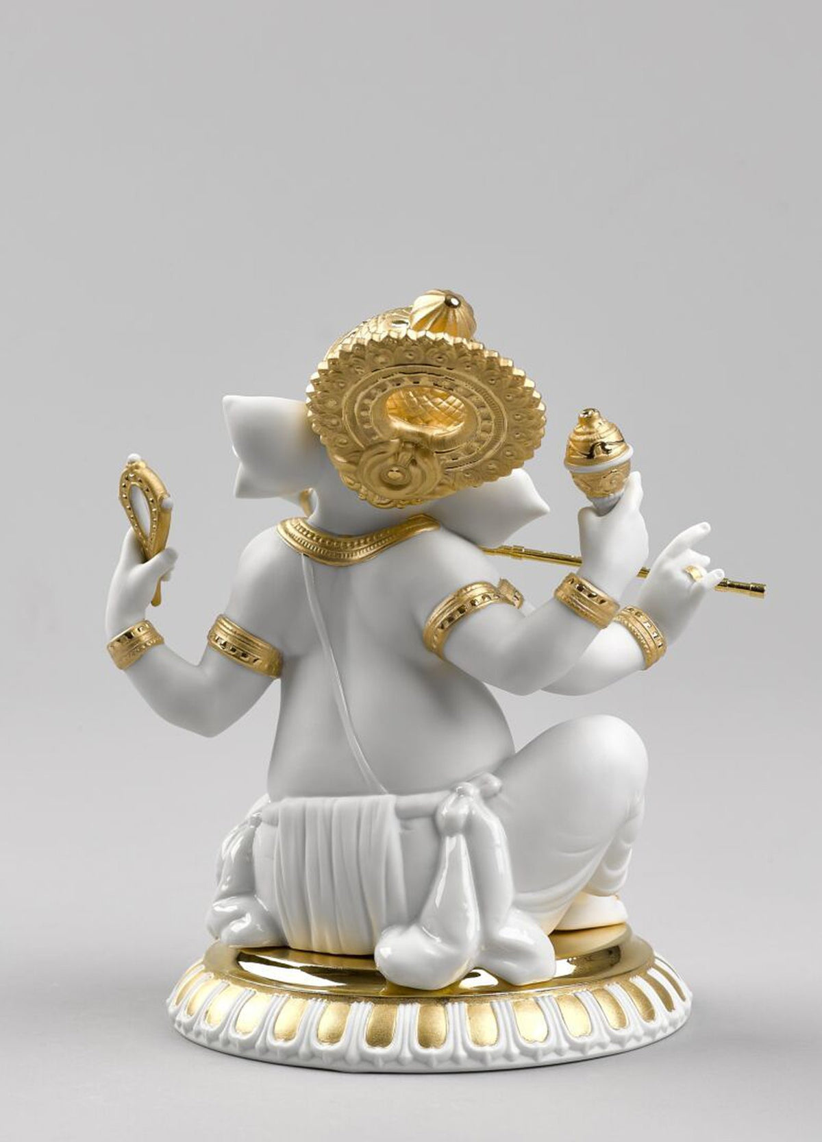 Lladro Bansuri Ganesha Figurine Golden Lustre