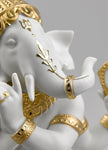 Lladro Bansuri Ganesha Figurine Golden Lustre