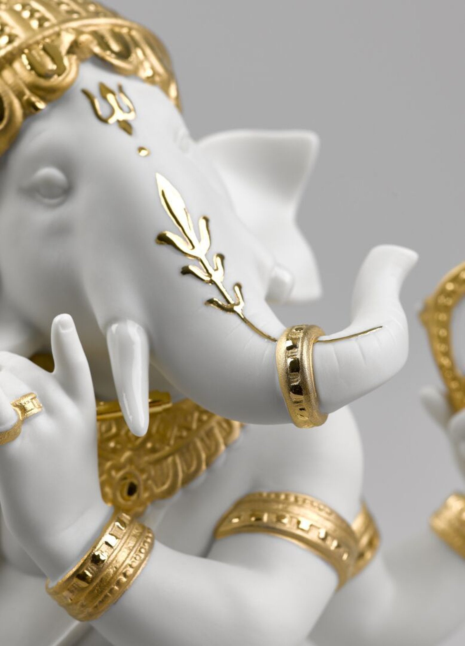 Lladro Bansuri Ganesha Figurine Golden Lustre