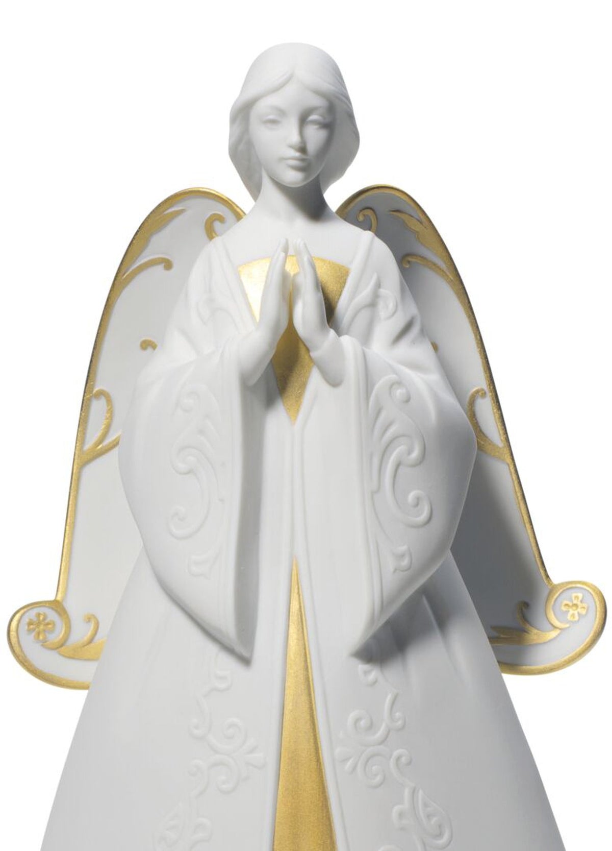 Lladro Praying Cantata Angel Christmas Ornament Golden Lustre