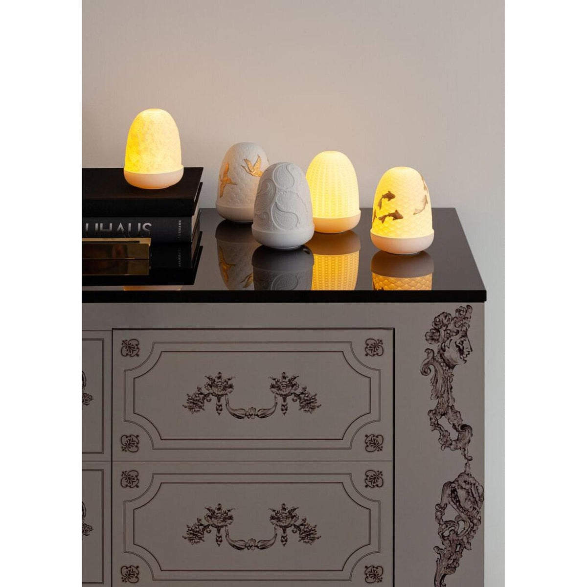 Lladro Cranes Dome Table Lamp
