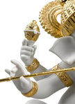 Lladro Bansuri Ganesha Figurine Golden Lustre