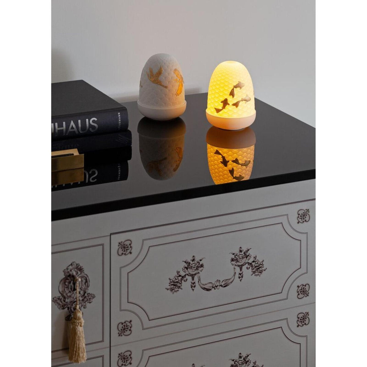 Lladro Cranes Dome Table Lamp