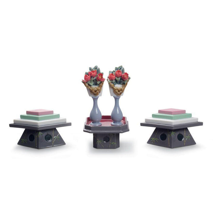 Lladro Tables for Sweets and Peach Flowers Figurine