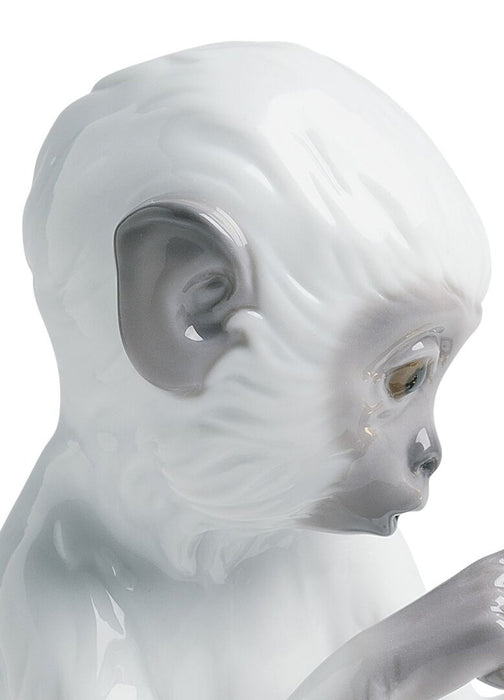 Lladro Curiosity Monkey on Turquoise Rock Figurine