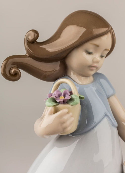 Lladro Little Violet Girl Figurine