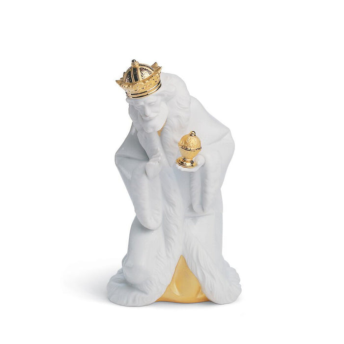 Lladro King Melchior Nativity Figurine Golden Lustre