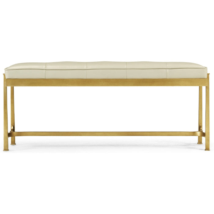 Jonathan Charles Luxe Gilded Iron & Cream Leather Bench