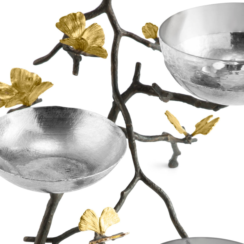Michael Aram Butterfly Ginkgo Triple Bowl Set w/ Spoons