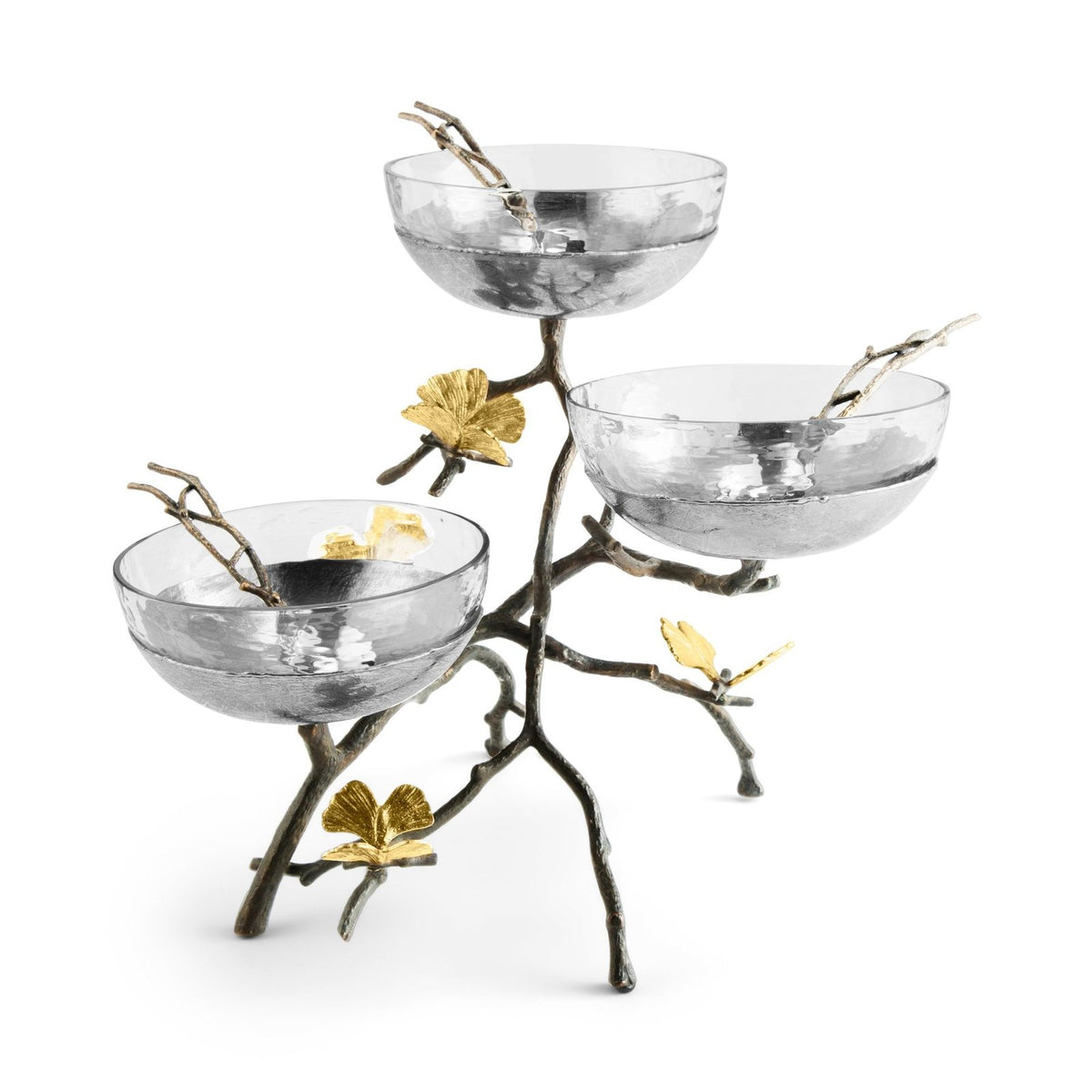 Michael Aram Butterfly Ginkgo Triple Bowl Set w/ Spoons