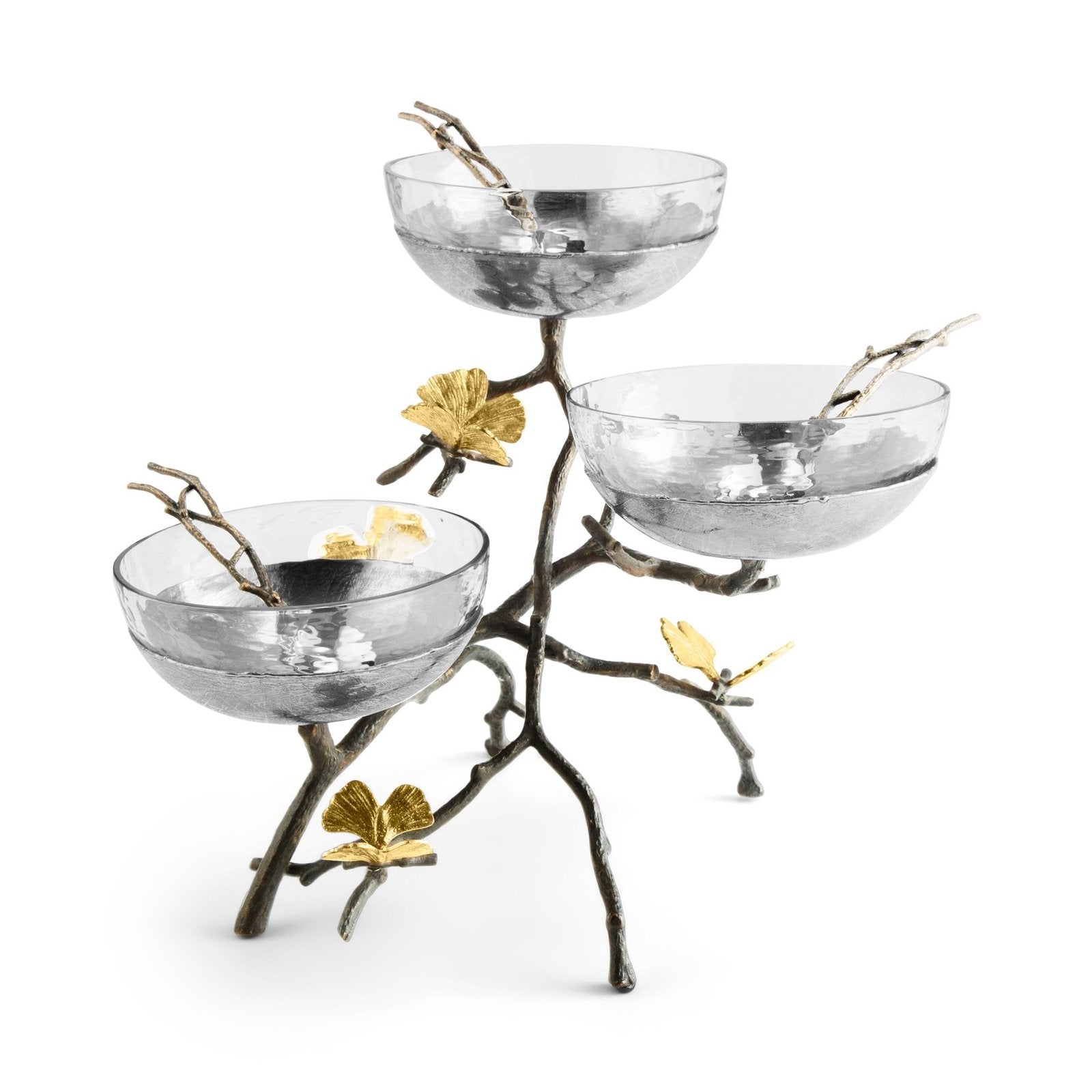 Michael Aram Butterfly Ginkgo Triple Bowl Set w/ Spoons