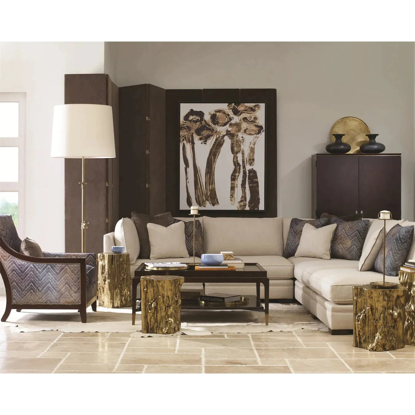 Century Furniture Grand Tour Yew Small Brass Side Table